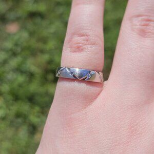 Art Deco Novell Platinum Bezel Set Diamond Criss Cross Band Ring 4mm Size 5.75